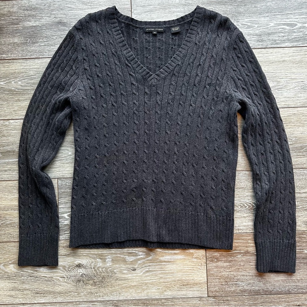 Jeanne Pierre Cotton Cable Knit Sweater Size Medium